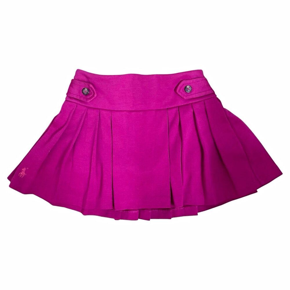 Polo Ralph Lauren Girls Pink Pleated Pull-On Jersey Skirt Cotton Size 4
